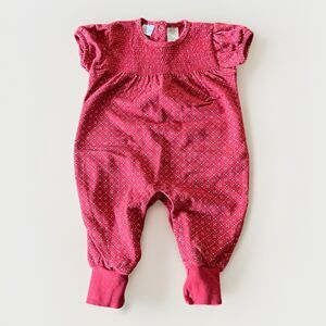 Vintage Cherokee Baby Size 3-6 Months Bubble Pants Romper Smocked Red